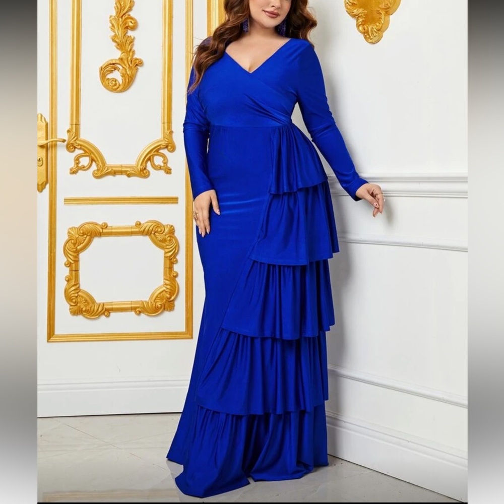 Elegant Blue Tiered Maxi Dress